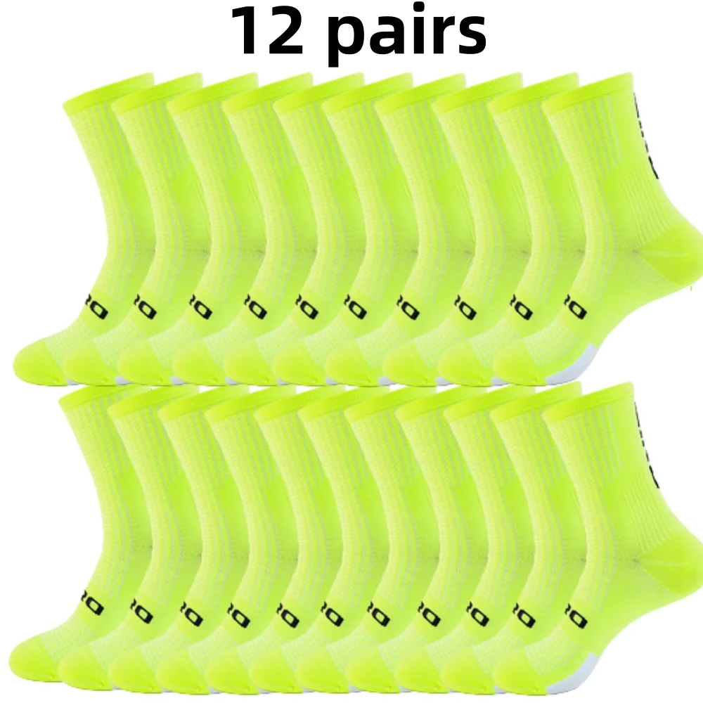 

12 пар/лот, профессиональные велосипедные носки, дышащие, впитывающие пот, мужские и женские компрессионные носки для спорта на открытом воздухе, бега, баскетбола
