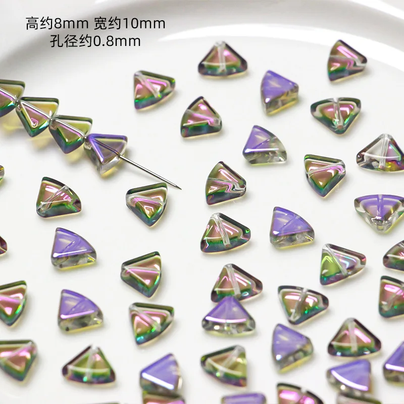 20Pcs Crystal Glass Beads 8x10mm Fan-shape Shape DIY Loose Beads for Bracelet Necklace Earring Jewelry Making Crafts Accessories