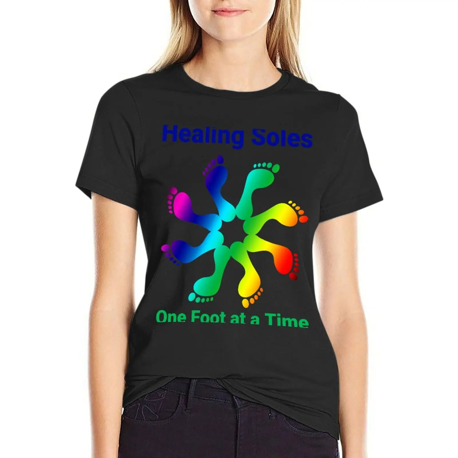 Healing Soles One Foot at a time Pinwheel T-Shirt cute tops Aesthetic clothing hippie clothes Female clothing Women's t-shirt