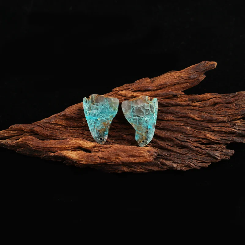 AAA+Artisan-Crafted Nugget Chrysocolla Earring Beads, Handmade Natural stones beads, Polished Stones for jewelry Making Supplies