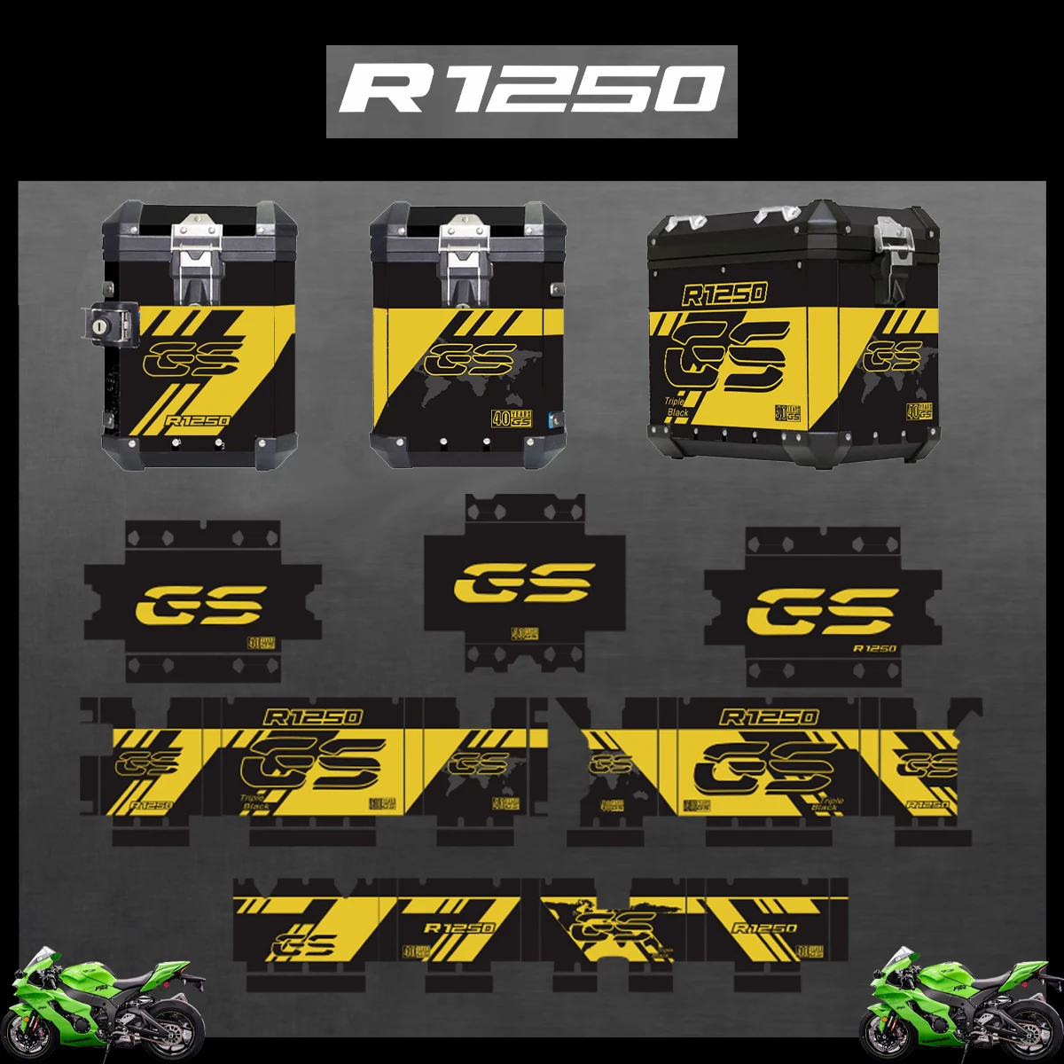 

Panniers 40 GS For BMW R1250GS R1250 GS ADV Triple Black Adventure 2019-2023 2022 2021 2020 Motorcycle Aluminum Box Sticker Case
