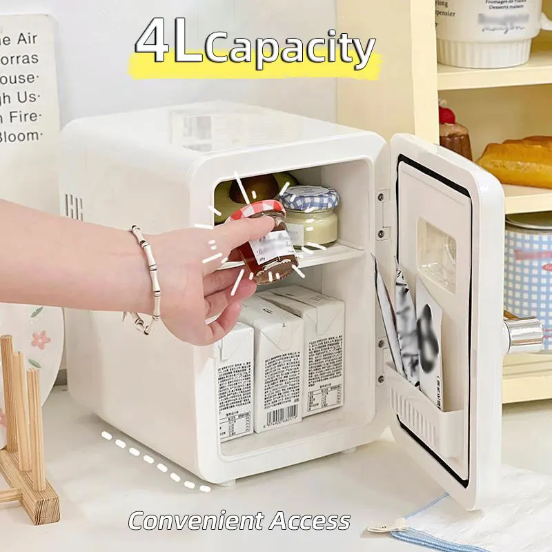 4L Mini Refrigerator,Small Household Fridge,Vehicle Freezer, Dual Use Of Refrigeration And Heating,Beer Cooling Home Appliance