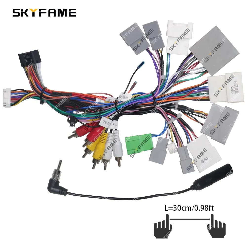 SKYFAME-Adaptador de arnés de cableado de 16 pines para coche, caja Canbus, decodificación, Cable de alimentación de Radio Android para Mitsubishi Pajero