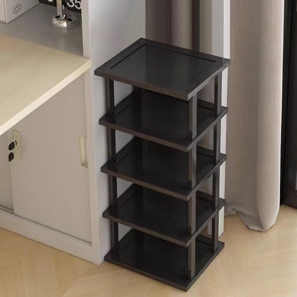 

Vertical Shoe Rack - Tall Narrow Shoe Rack Organizer for Small Spaces,5 Tier Bamboo Shoen Shelf for Entryway,Closet,Corner,Doorw