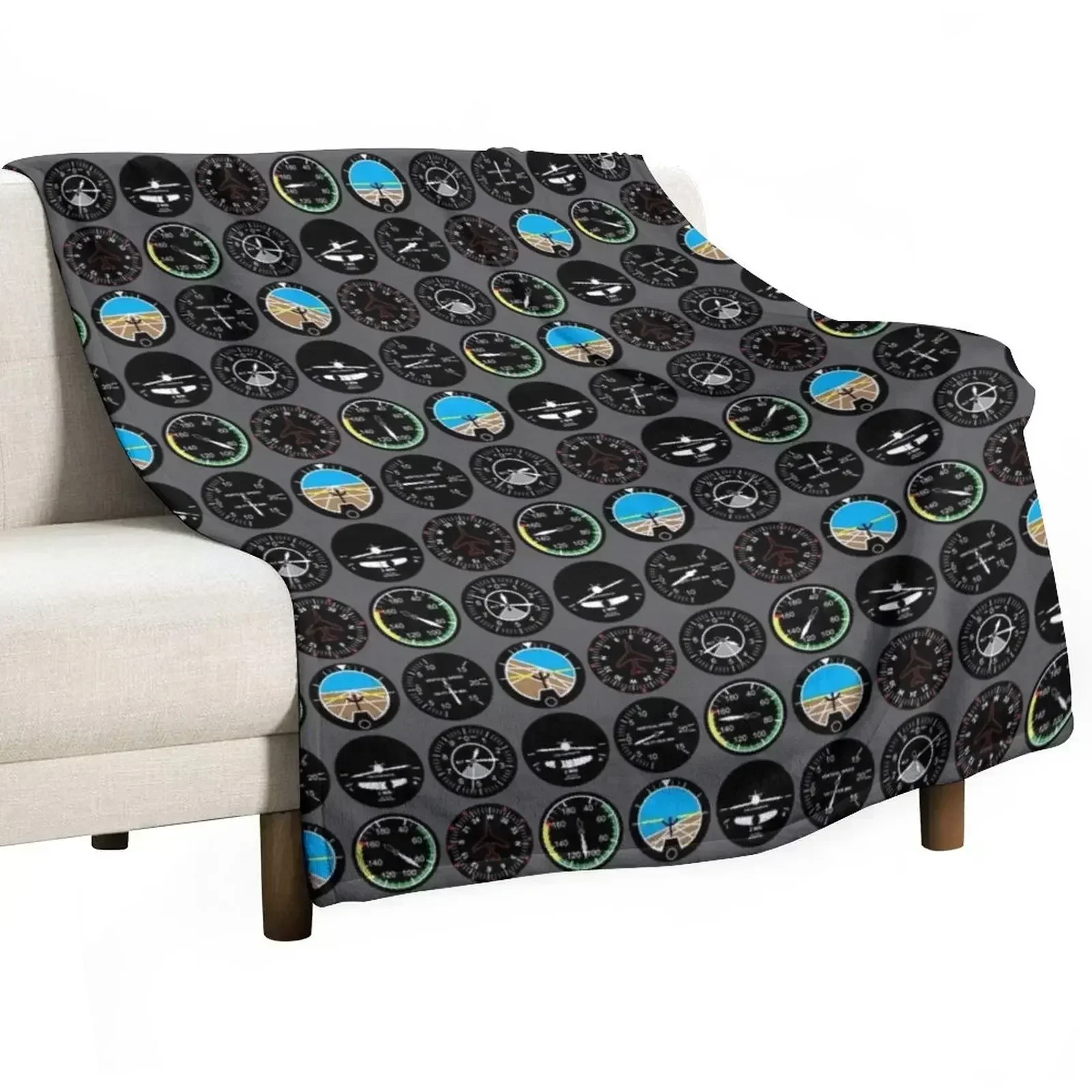 Flight Instruments Throw Blanket Luxury Thicken Thin Bed Thermal Heavy Soft Plaid Blankets
