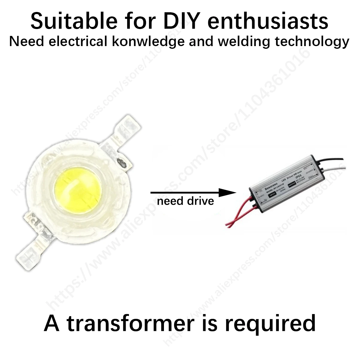 穂軸LEDミニ電球チップ,日曜大工,スポットライトとダウンライト,100-3.2 lm,1w,3w,3.6-1000 v入力,10-個