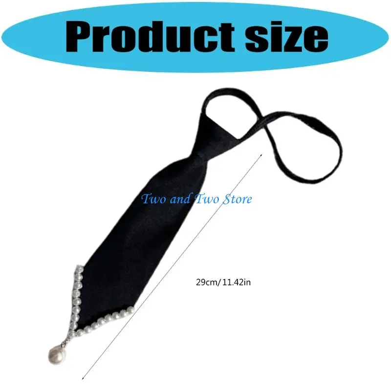 Hx6f العلاقات السوداء للزي الرسمي الثانوية العليا لللؤلؤ الزخرفي المزخرف بالخدمة الثقيلة #6