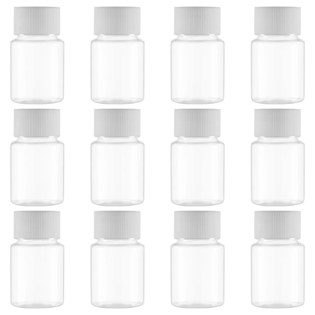 12 Pcs Bottled Pill Pills Medicine Container Empty with Caps Plastic Bottles Storage