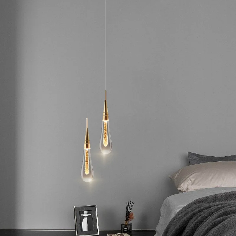

Water Drop Chandelier Light Luxury Simple Personality Internet Celebrity Dining Table Window Front Lamp Ceiling Light Led Lamp