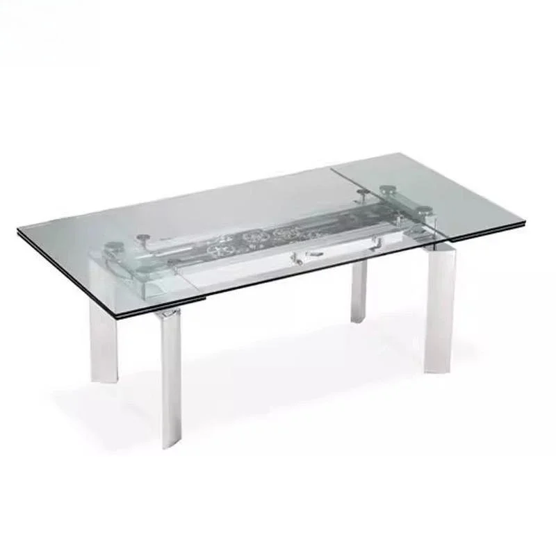 Dining table designer light luxury Nordic glass gear telescopic electroplating multi-functional table