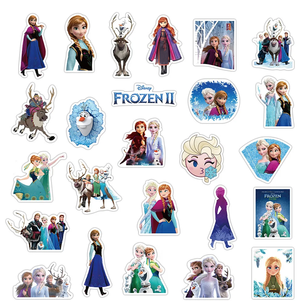 10/30/50PCS Diseny Anime Frozen Elsa Stickers Aesthetic Princess Waterproof Decal Graffiti DIY Car Notebook PVC Sticker for Kids