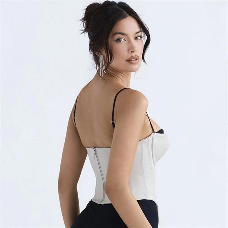 Corset soutien-gorge pour femmes, blanc, noir, sangle sexy, fibre, décontracté, 03/Streetwear, tenue de fête