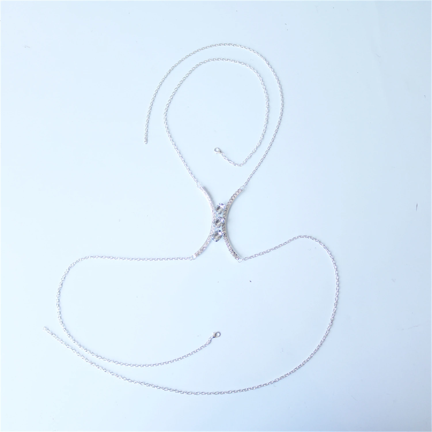 Fashion Square Chest Support Bra Rhinestone Chest Chain Bikini Festival Dress Simple Body Jewelry Women's Gift