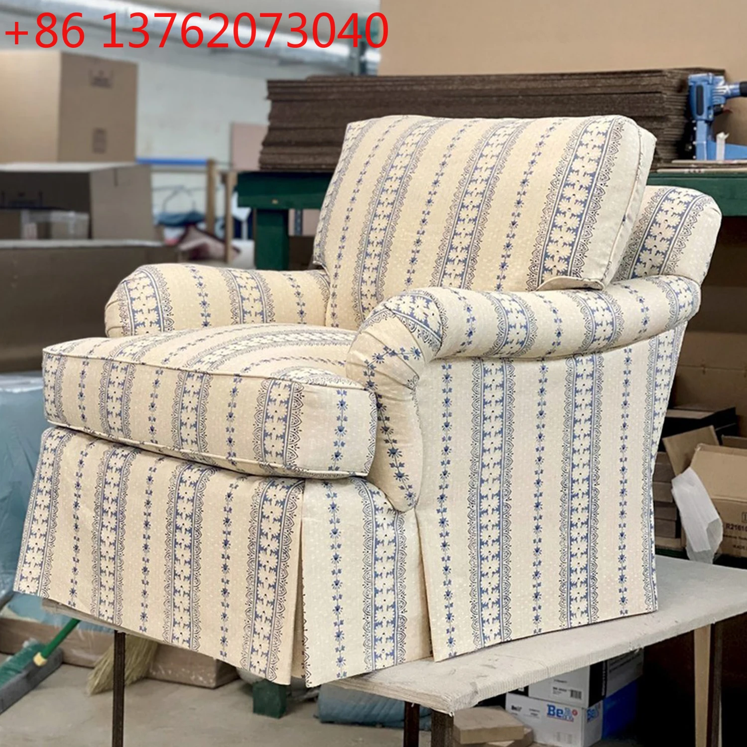 French pastoral solid wood sofa chair American simple cafe single chair