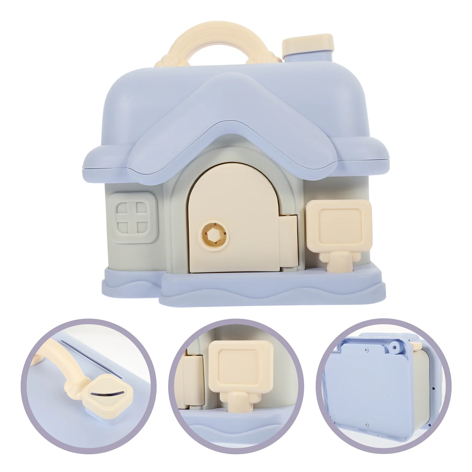 مجموعة واحدة من بنك العملات المعدنية على شكل منزل، بنك أصبع بلاستيكي مع مفتاح سطح المكتب للأطفال، وعاء توفير المال، ديكور لطيف لسطح المكتب