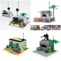 WW2 Military Building Blocks Fortress German Army Bunker Wall Defense Base Soldier Figure Tower Scene Bricks Toy Boy Gift