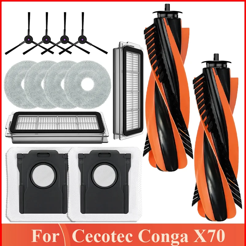 Аксессуары для Cecotec Conga X70, запасной пылесос, основная боковая щетка, тканевый мешок для пыли, детали фильтра