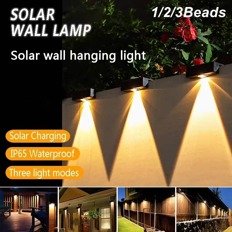 

Светодиодные солнечные садовые фонари, уличный сад, квадратный настенный светильник, IP65, водонепроницаемый светильник на солнечной энергии, светильник для украшения двора, балкона, забора