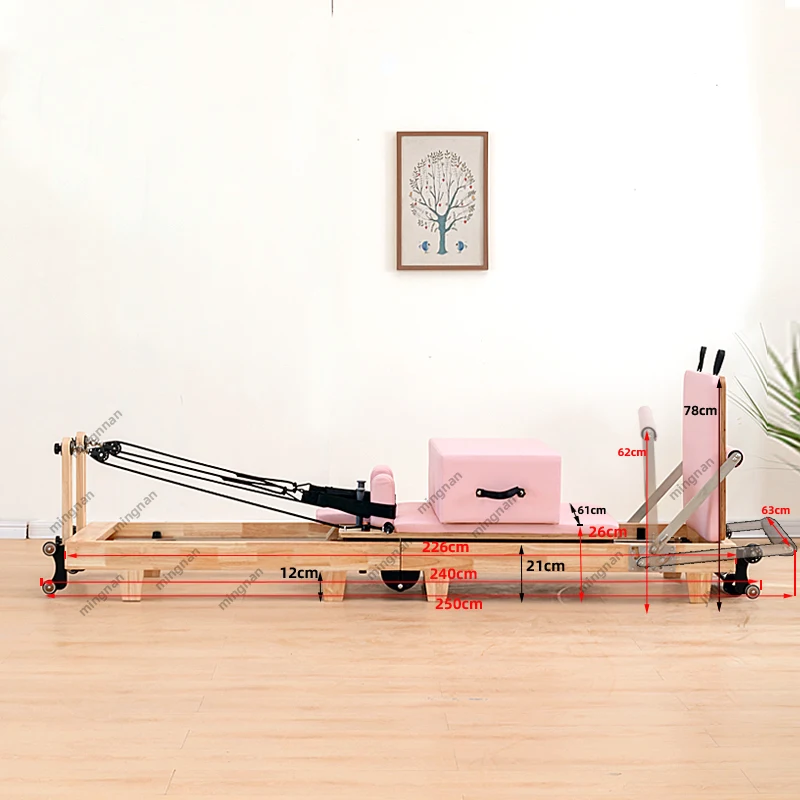 Folding Pilates Reformers machine Yoga studio Training gym Fitness oak wood Foldable Pilates bed home use pilates equipment view 4