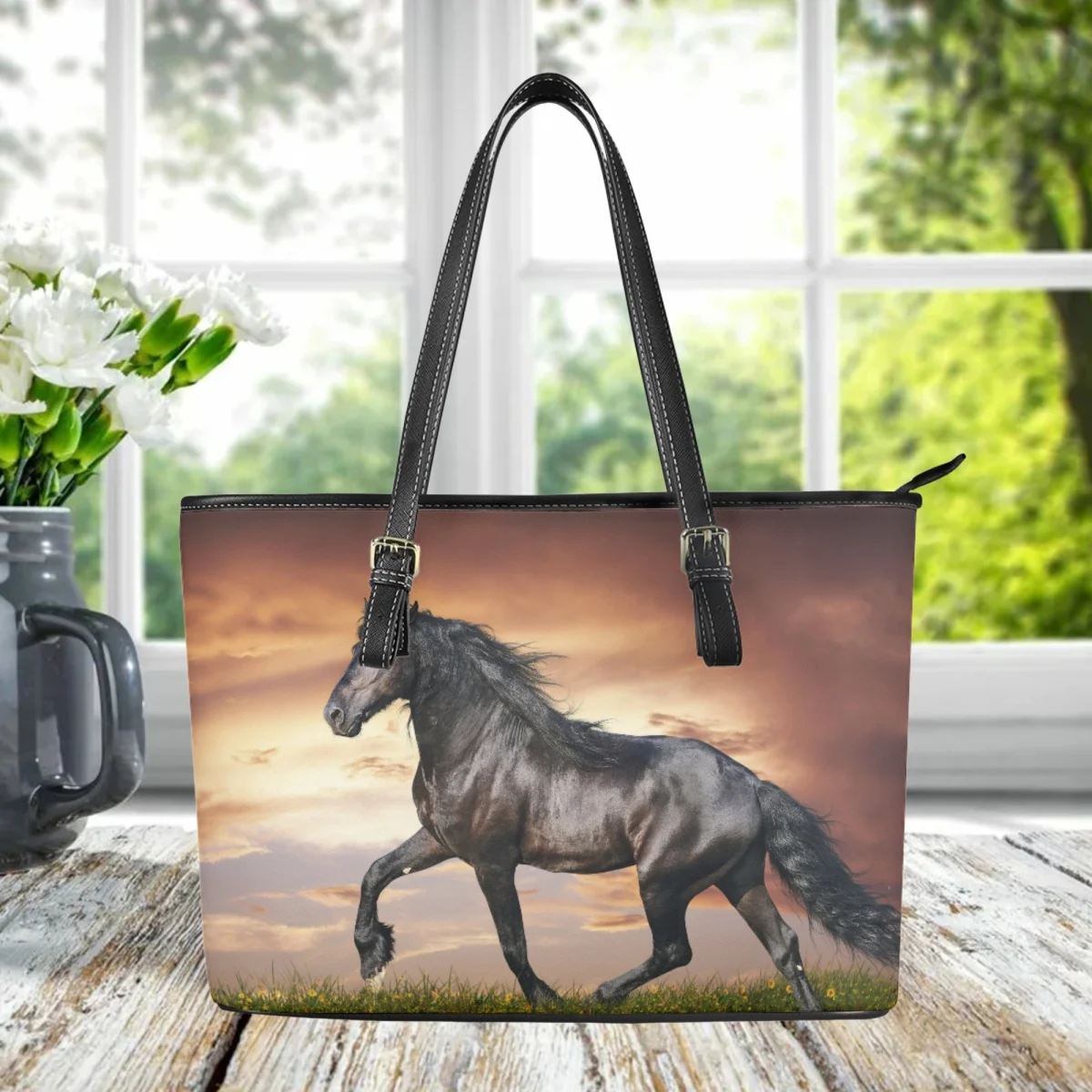 

3D Horse Printing PU Leather Popular Clutch Bag Vintage Long Shoulder Strap Tote Bag New Popular High Quality Girls Hand Bags