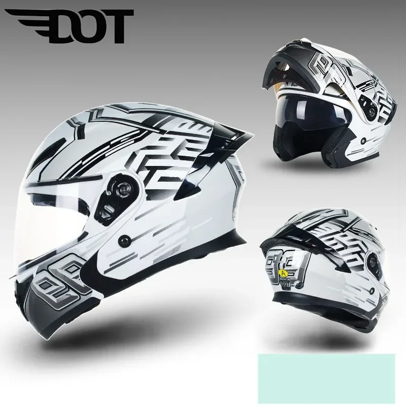 Casco da motociclista, casco staccabile unisex a doppia lente, casco da motociclista personalizzato, casco fuoristrada full surround