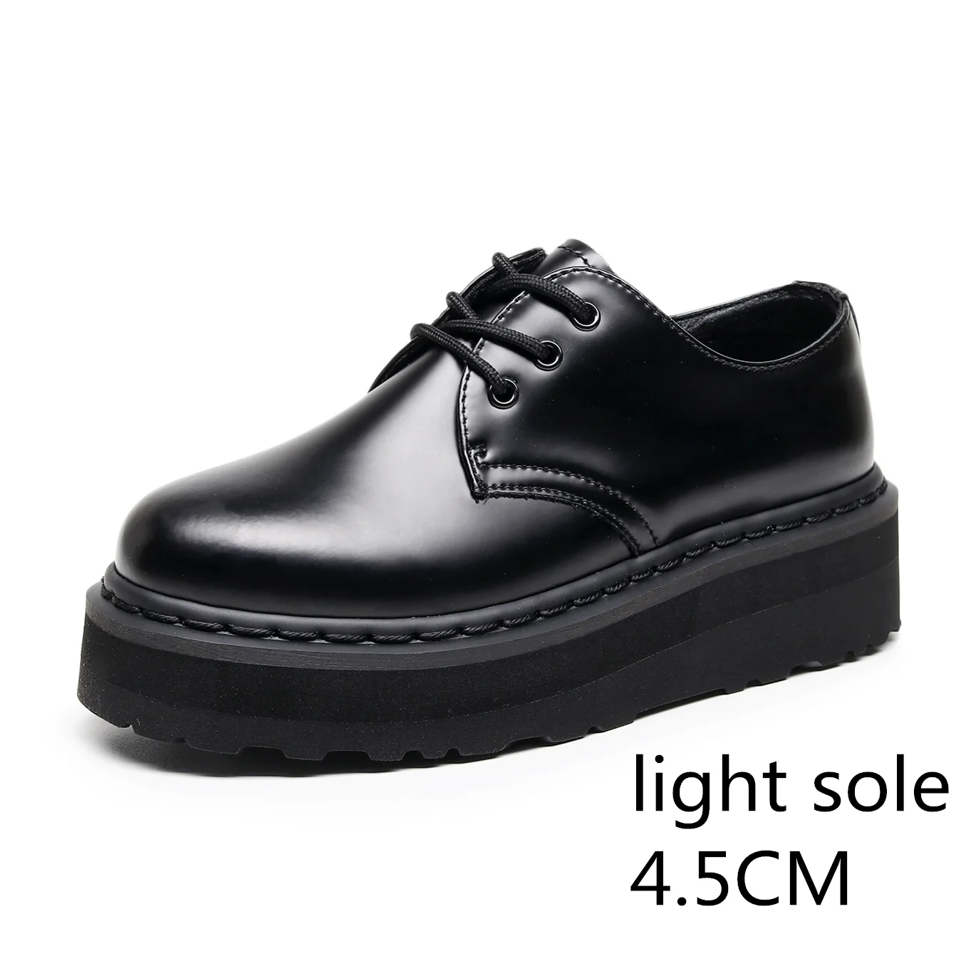 Unisex  Platform cowhide Women\'s Leather Shoes Thick Leather Shoes Black Mary Jane shoes Sole Large Men\'s Shoes 34-44