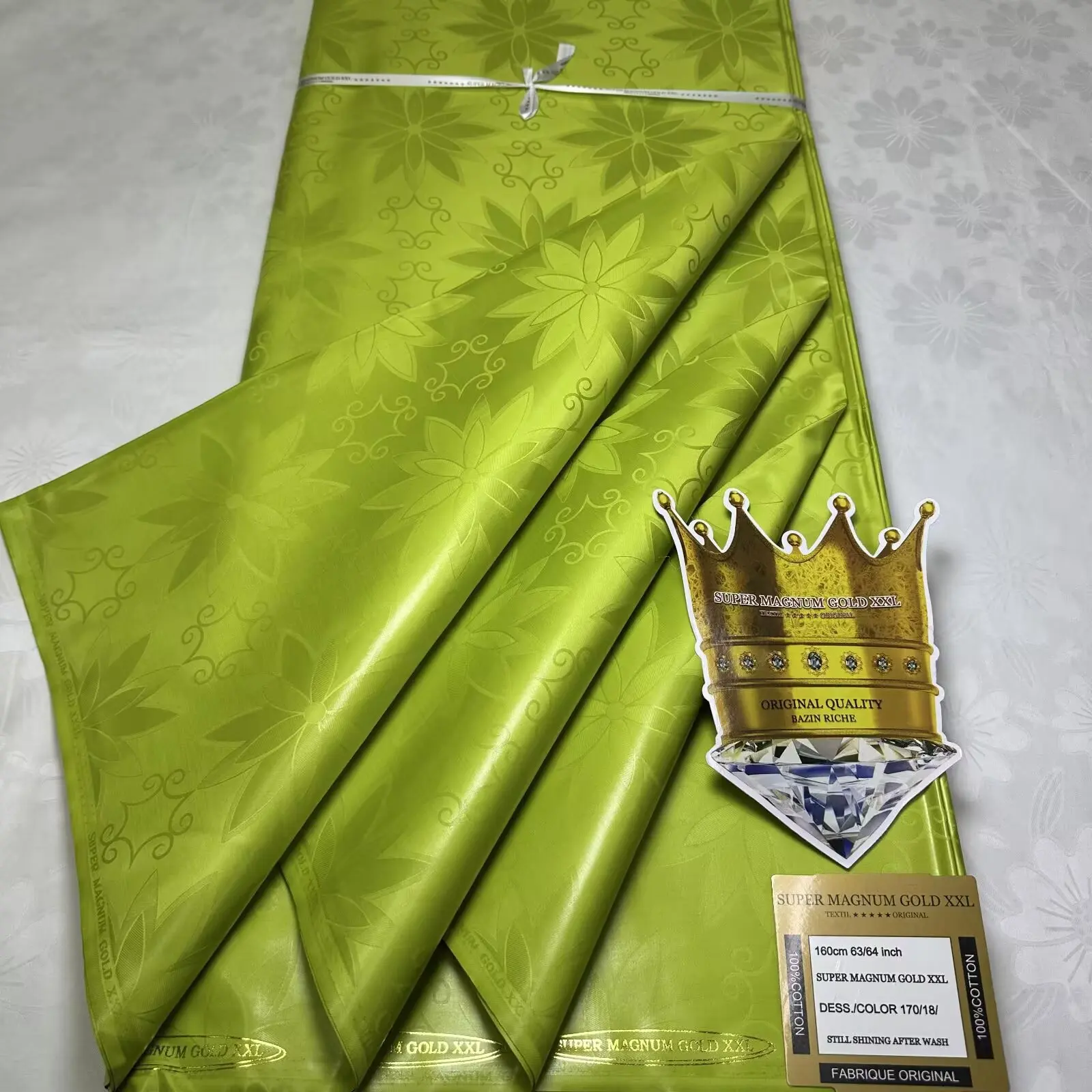 Latest Design 5 Meters Top Quality Bazin Riche Brocade Fabric African Perfumed Damask Shadda Guinea Bazin Brode Fabric 16A91