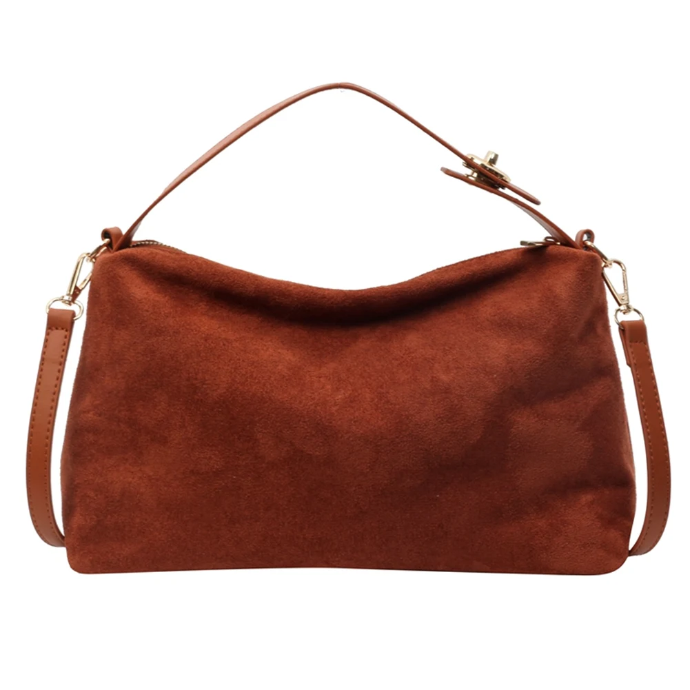 Bolso cruzado de ante con correa ajustable para mujer, bolso Hobo con bolsillo interior, bolso de mano con cremallera, bolso de mano para el trabajo y viajes