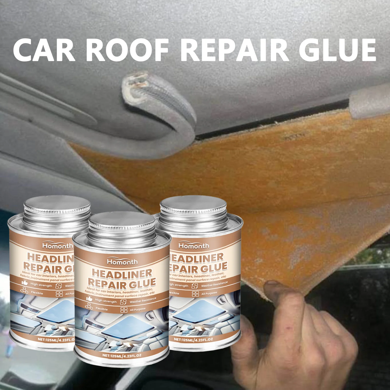 Forro de teto do carro e cola de reparo interior adesivo flexível para tecido vinil reparação de couro fixar flacidez headliners costuras lágrimas