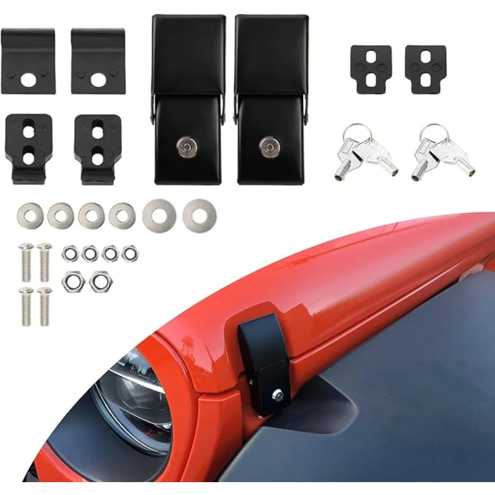 

Комплект замка защелки капота автомобиля с ключом подходит для Wrangler JK JKU 2007-2018 JL JLU 2018-2024 Gladiator JT 2020-2024, аксессуары