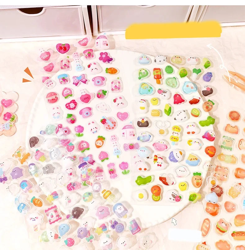 6PCS PVC Foam Cartoon Animal Relief Stickers For Phone Case Decoration For DIY Scrapbook Journal Supplies Cute Waterproof Laptop