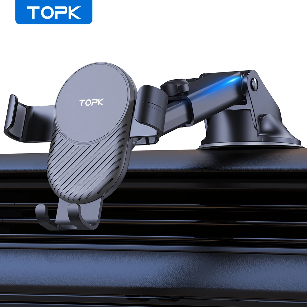 TOPK Metallhaken Schwerkraft-Autotelefonhalterung Lüftungsclip Auto-Lock-Halterung für iPhone 15 14 Samsung Xiaomi Auto-GPS-Halterung – Detail 10