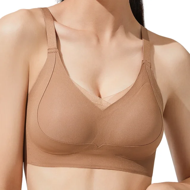 KUCLUT Seamless Women Lingerie Gathered Lifting Straps Anti Sagging Semi Fixed Cup Closure Breast Lace Bra