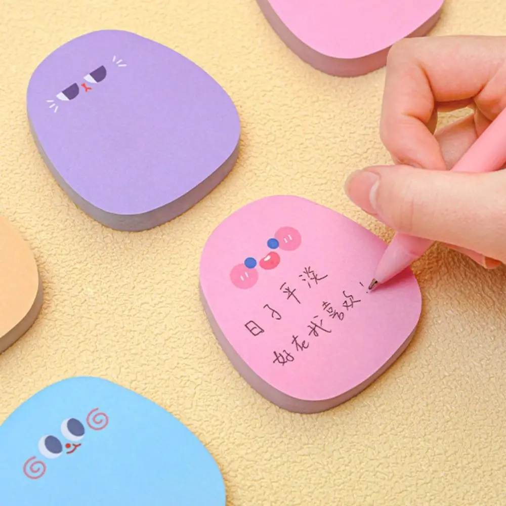 Self-Adhesive Sticker 60 Sheets Sticky Notes Colored Cartoon Messages Sticking Paper Kawaii Ins Message Paper Office