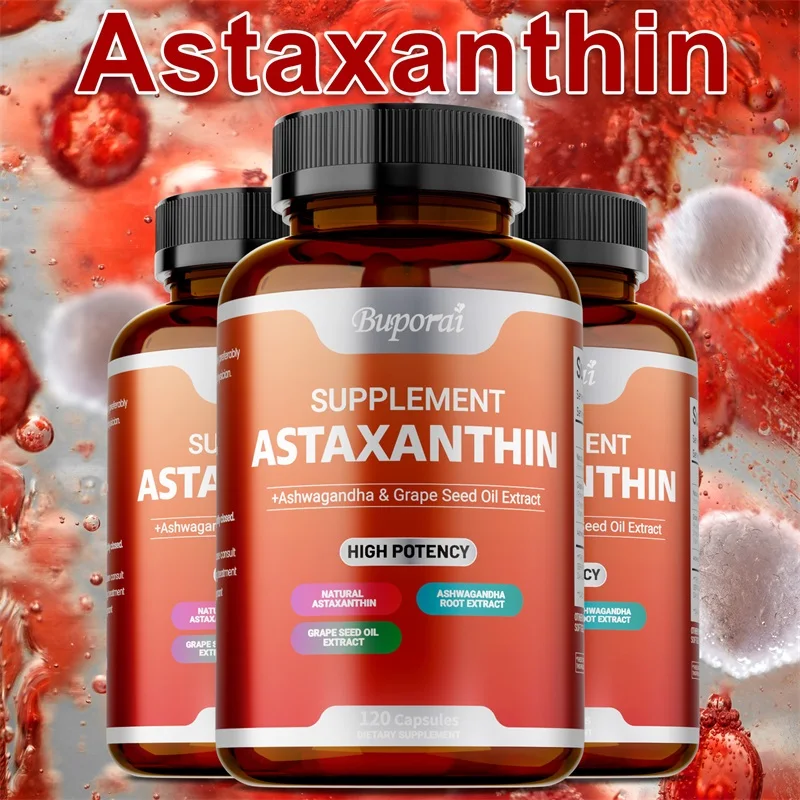 Astaxanthin Capsules Supports Eye, Cardiovascular, Joint and Skin Health and Immunity Promotes Cardiovascular Health Non-Gmo