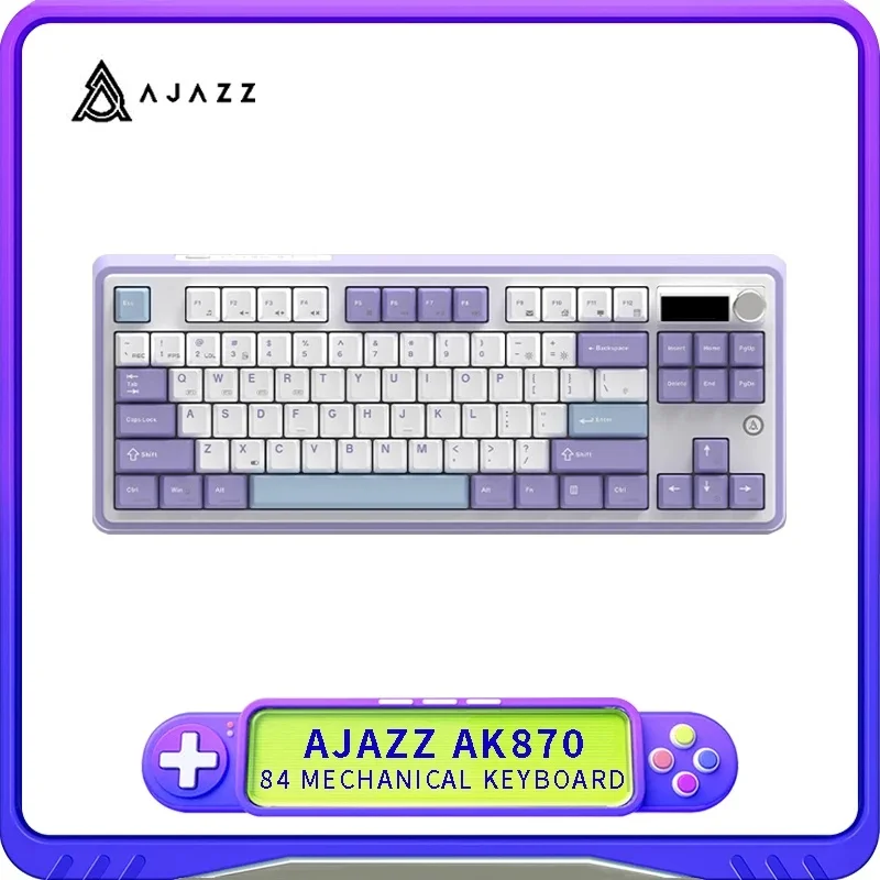 

Ak870 Three-mode Mechanical Keyboard Full-key Hot-swappable Pluggable Knob/display E-sports Game Office Keyboard