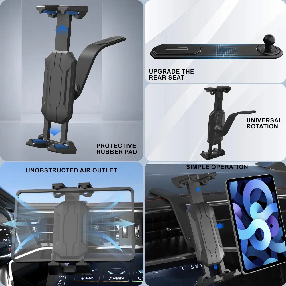 Homhu Car Tablet Stand Easy Paste Foldable Mount Universal Dashborad Center Console Holder for IPad 4-14 Inch Xiaomi Huawei Tab