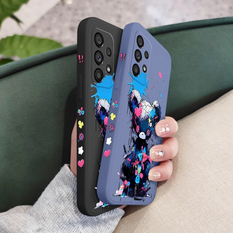 Custodia per orso vernice Spray per Samsung Galaxy A73 A53 A33 A23 A13 A03 A72 A52 A52S A32 A22 A12 A02 A02S A71 A51 A31 A21S 4G 5G Cover