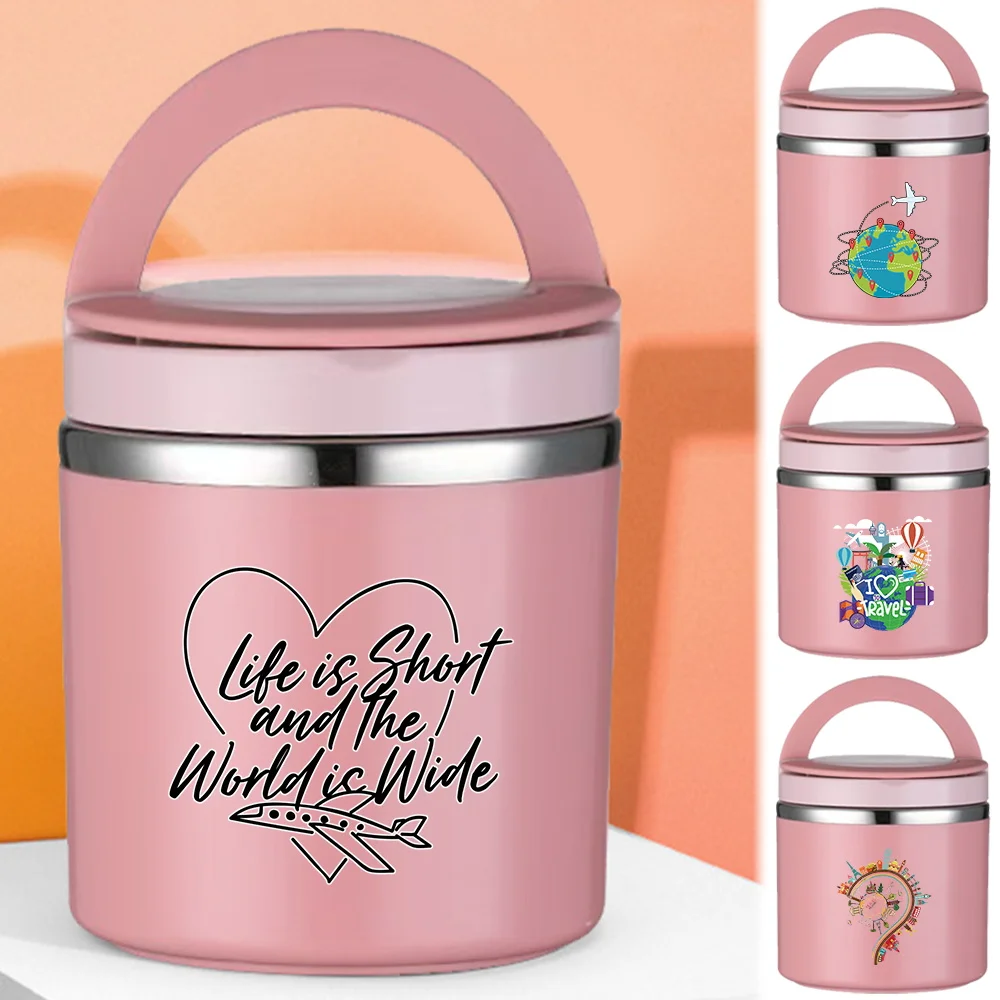 

Travel Series New Insulated Soup Cup Children Student Office Easy To Carry Bento Box Lightweight Single Layer Picnic Thermal Jar