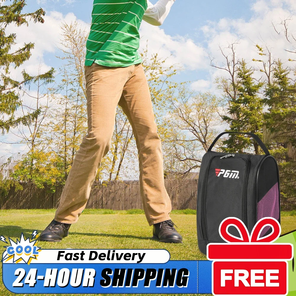 Unisex Golf Shoe Carrier Bags Portable Nylon Travel Shoes Carrier Bags with Zipper Hand-Held Ultra-light Sports Accessories