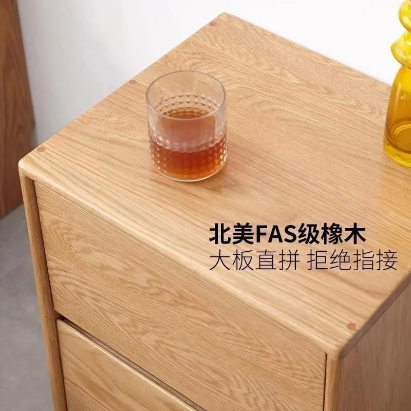 Nachttisch aus massivem Eichenholz, einfache Nachttischaufbewahrung