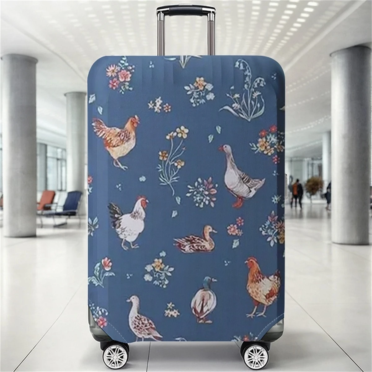 

Farm bird and flower hidden green pattern luggage protection cover, suitable for 18-32 inch luggage covers, luggage handle glove
