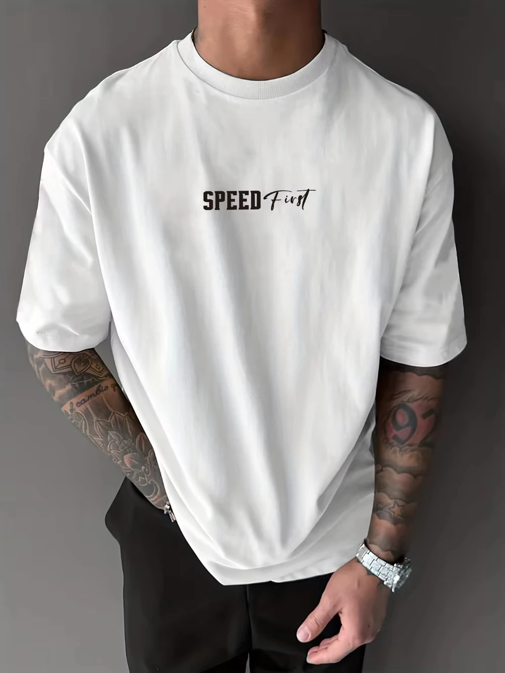 Parent‑Child Matching T‑Shirt Racing Sports Car Back‑Side Print Speed Logo Front Chest Family Matching Short Sleeve Tops Tee
