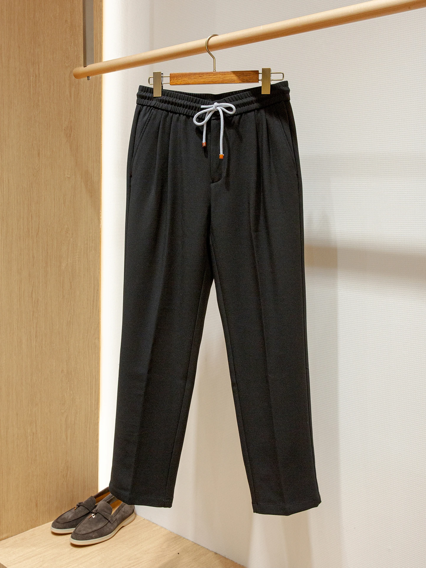 بنطال كاجوال مستقيم بخصر مطاطي للرجال من مزيج الصوف من BC Lyocell #2