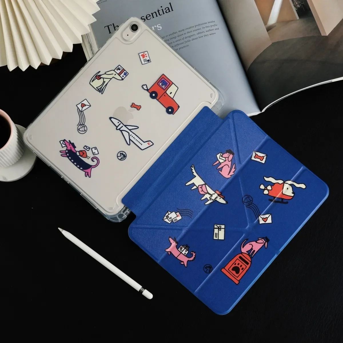 Funda para Tablet Planet Car Dog Blue para iPad Pro 11 13 M5/4/3 9.7 10.2 5/6.ª 7/8/9/10/11.ª generación Mini 6 7 Air 3 4 5 6 con soporte