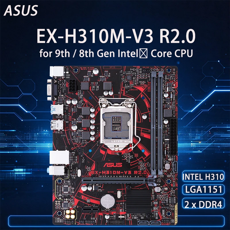 EX-H310M-V3 R2.0 ASUS H310 Motherboard DDR4 LGA1151 Support 8/9th Gen i3-8100 i5-8400 i5-9400F i3-9100F CPU M-ATX M.2 Desktop PC