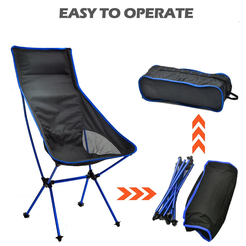Outdoor Camping Chairs Folding Moon Chair Portable Extended Hiking Seat Beach Fishing Chair Ultralight Garden Picnic Furniture