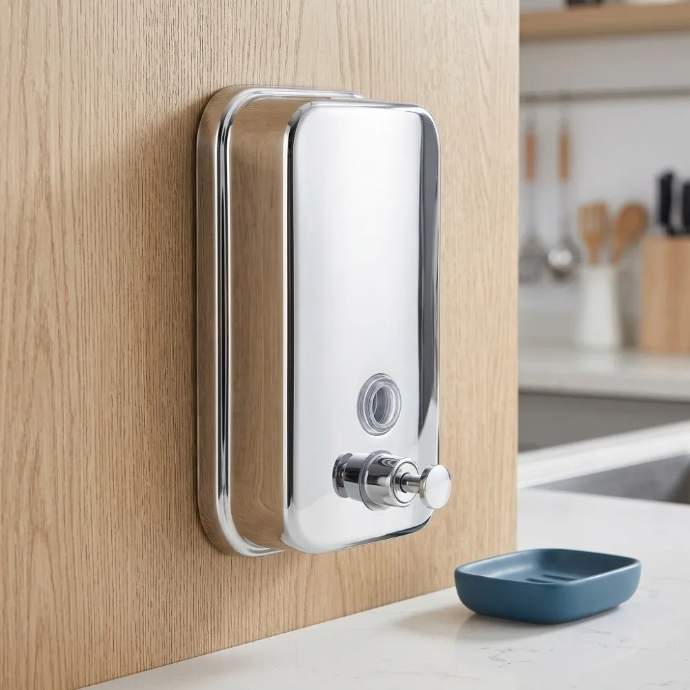 

Stainless Steel Soap Dispenser 800ml Capacity Liquid Soap Hand Soap Dispenser Manual Pump Wall Mount Manual Soap Dispenser