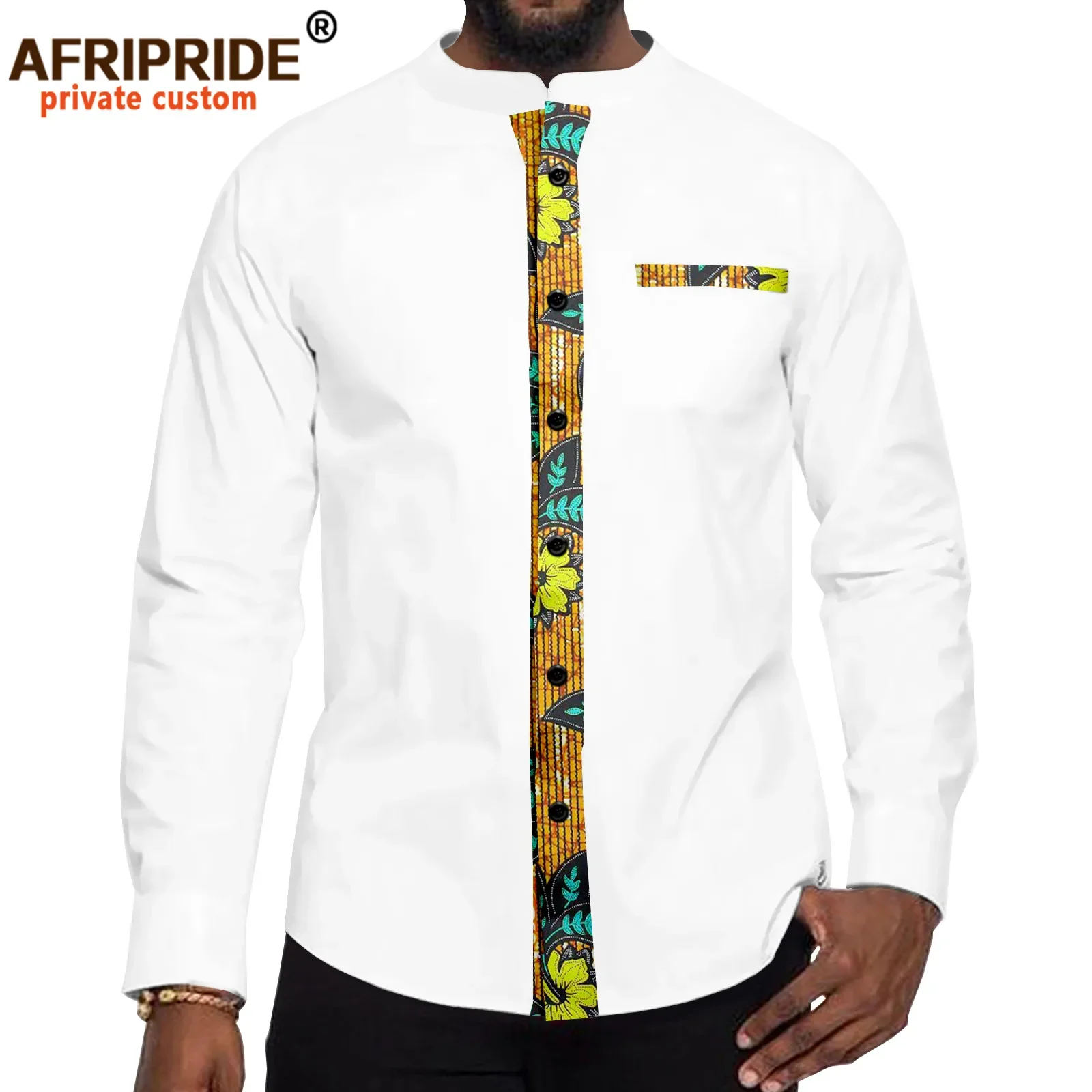 Men`s Shirt African Clothes Full Sleeve Single Breasted Shirts Plus Size Casual Blouse Bazin Riche Clothes Crop Tops A2212004