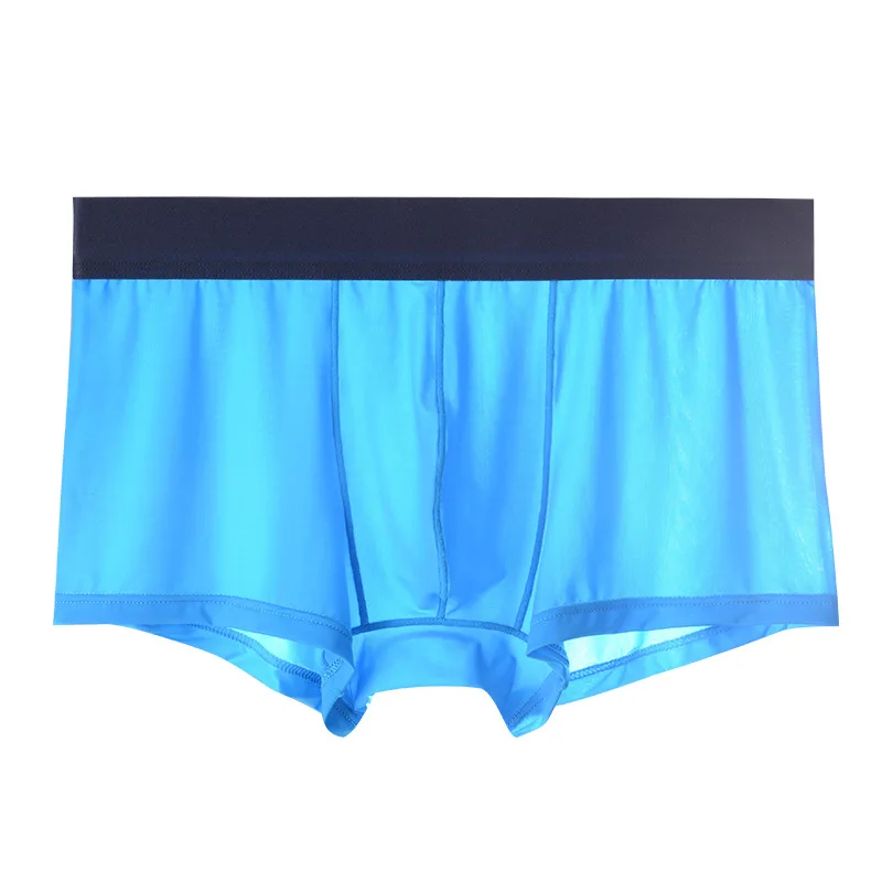 Men's Underwear Ice Silk Transparent Boxer Shorts Summer Breathable Youth Mid-waist Panties Without Trace Underpants